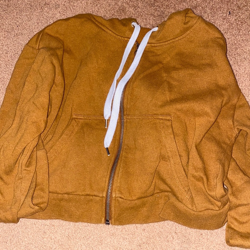 Brown cropped zip up jacket
